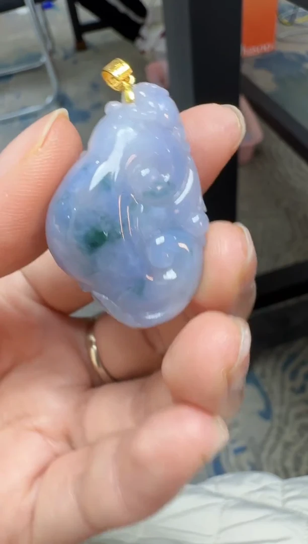 【闪购商品】翡翠颈饰18K金镶嵌缅甸翡翠A货吊坠1