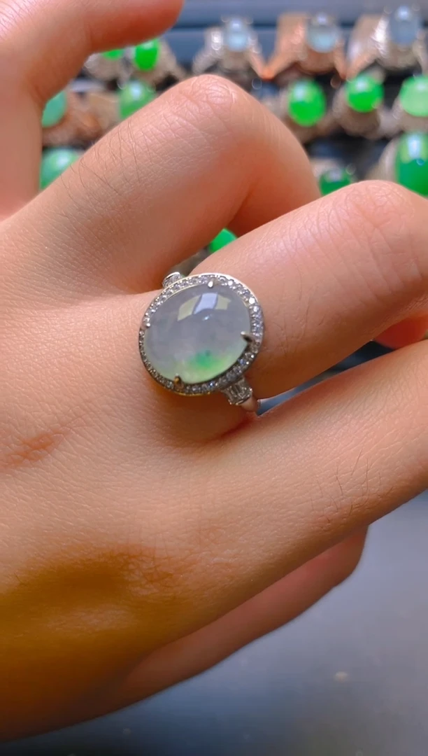 【闪购商品】翡翠耳饰银S925镶嵌天然A货翡翠1