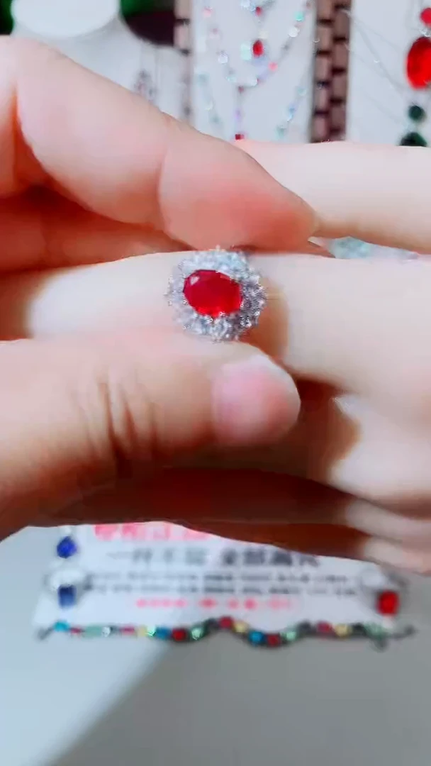 银S925镶嵌戒指红宝石红宝石戒指322