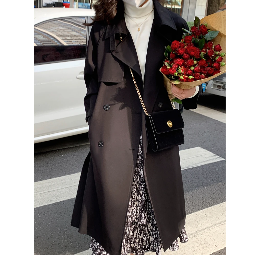 小个子风衣外套女中长款2024年春秋季新款韩系垂感气质英伦风大衣