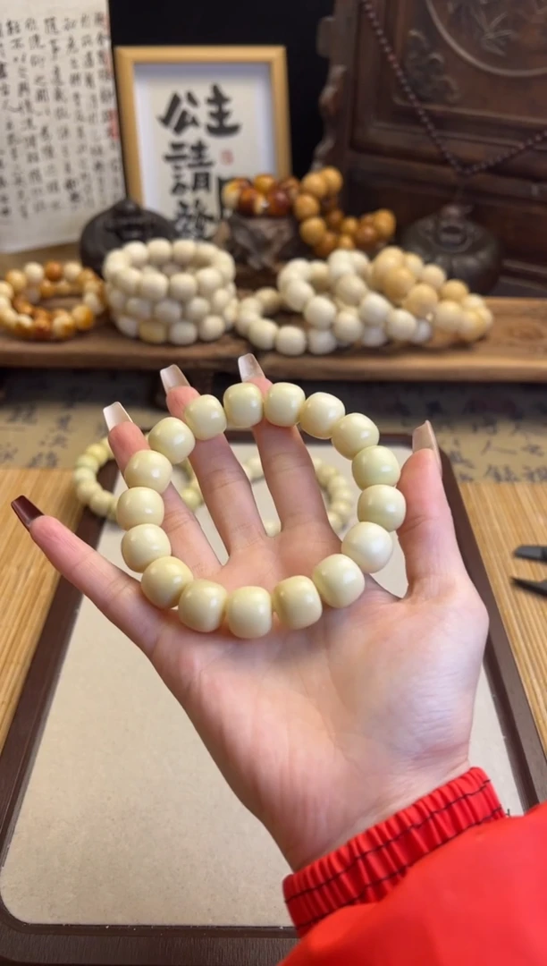 【闪购商品】菩提根/象牙果手串卡14青苹果桶珠手串015