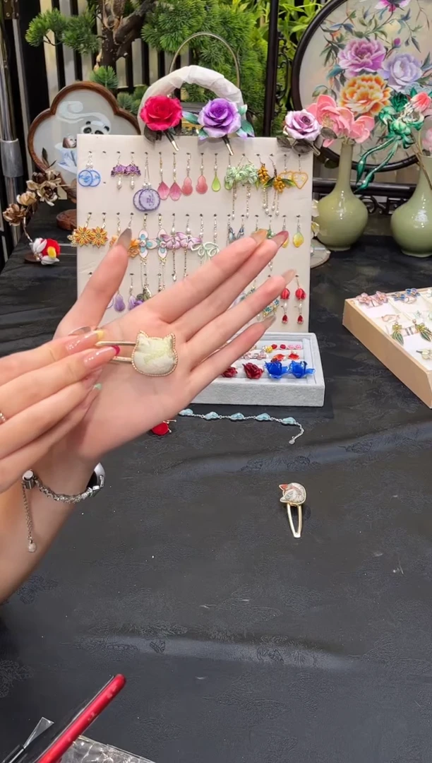 织绣C****.非遗绒花苏绣饰品