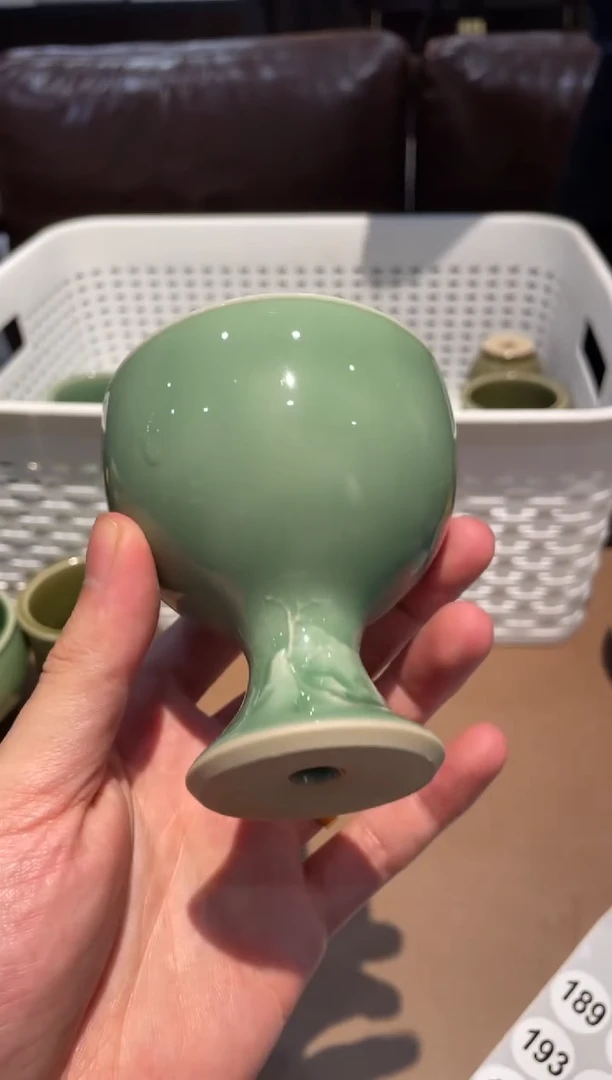187窑承青瓷梅子青高足杯