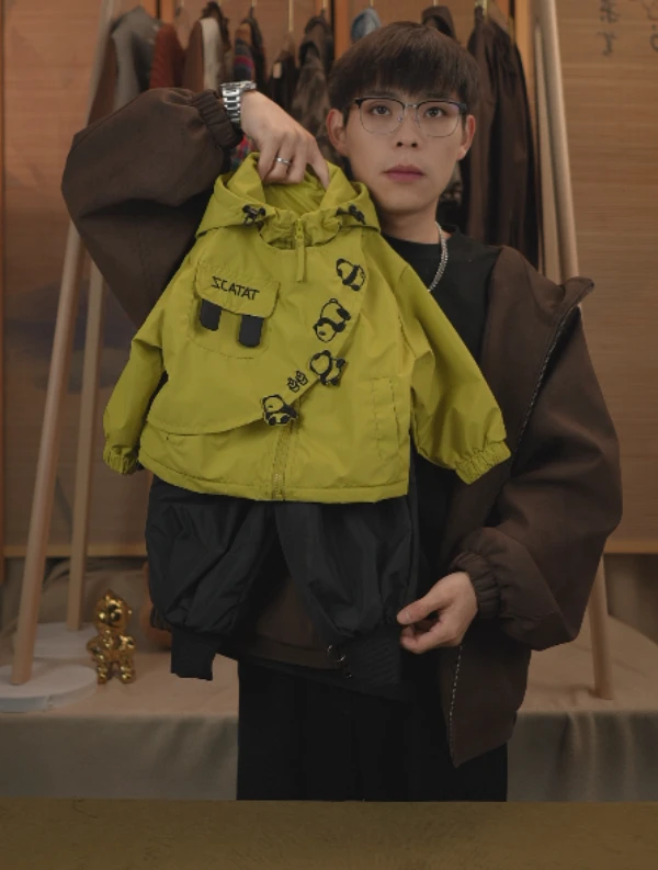 【麦田】2025春季新款加棉儿童百搭熊猫休闲外套