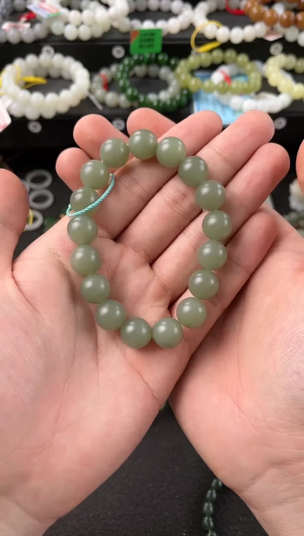 【闪购商品】和田玉手串未镶嵌且末蓝卡12微色差