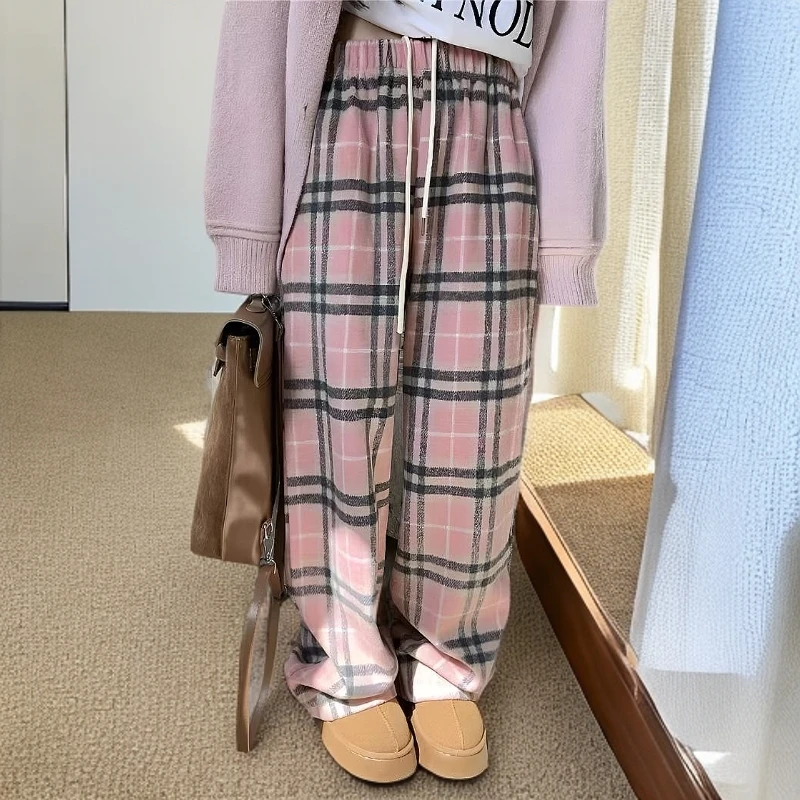 【丫丫童品】女童磨毛格子加绒休闲裤G212