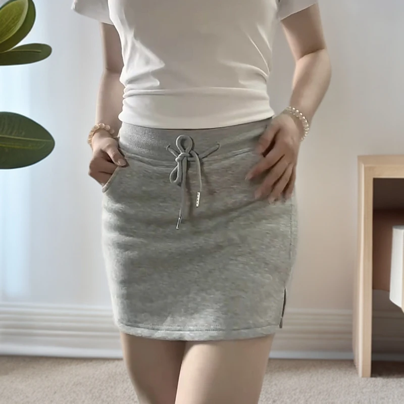 2025春夏季显瘦棉夏季高腰A字粉色半身裙短裙半身裙高腰外穿裙子