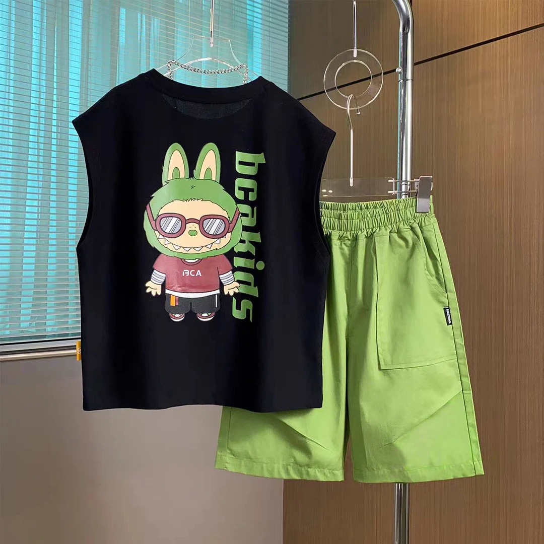 【夏季新款】2025爆款中大儿童薄款痞帅洋气潮酷无袖两件套xy9329