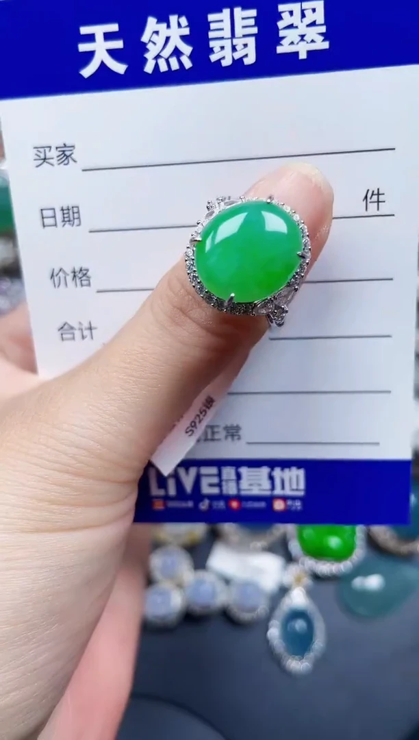 银S925镶嵌翡翠耳饰588