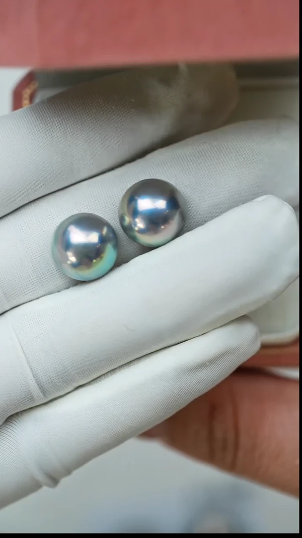 拼合珍珠（马贝珠）裸珠星空蓝马贝11-12mm对珠裸珠1