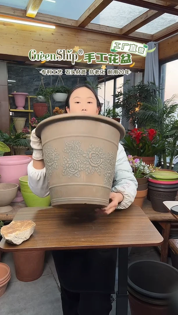 38*31/MD38/古铜色浮雕大花盆外贸尾单