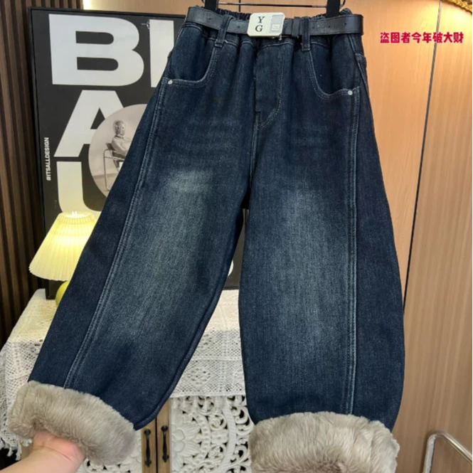 【版型太赞了~抗寒20°】男童仿兔绒加厚保暖设计款牛仔裤11910