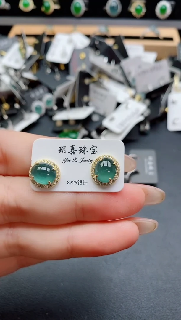 银S925镶嵌戒指翡翠1