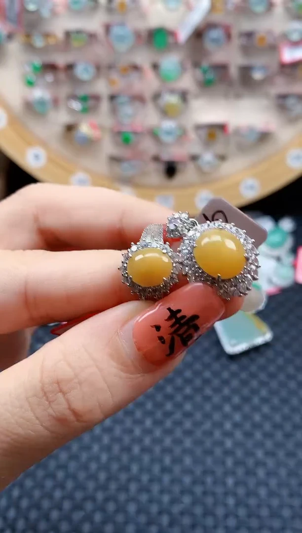 银S925镶嵌戒指翡翠天然A货缅甸翡翠