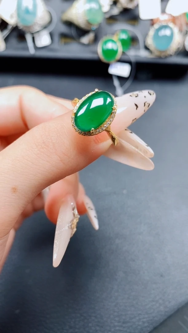 银S925镶嵌戒指翡翠翡翠