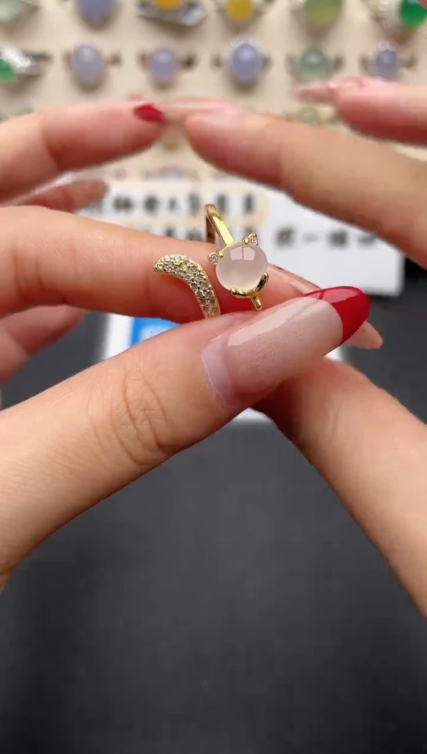 【闪购商品】翡翠戒指银S925镶嵌一物一证一礼盒