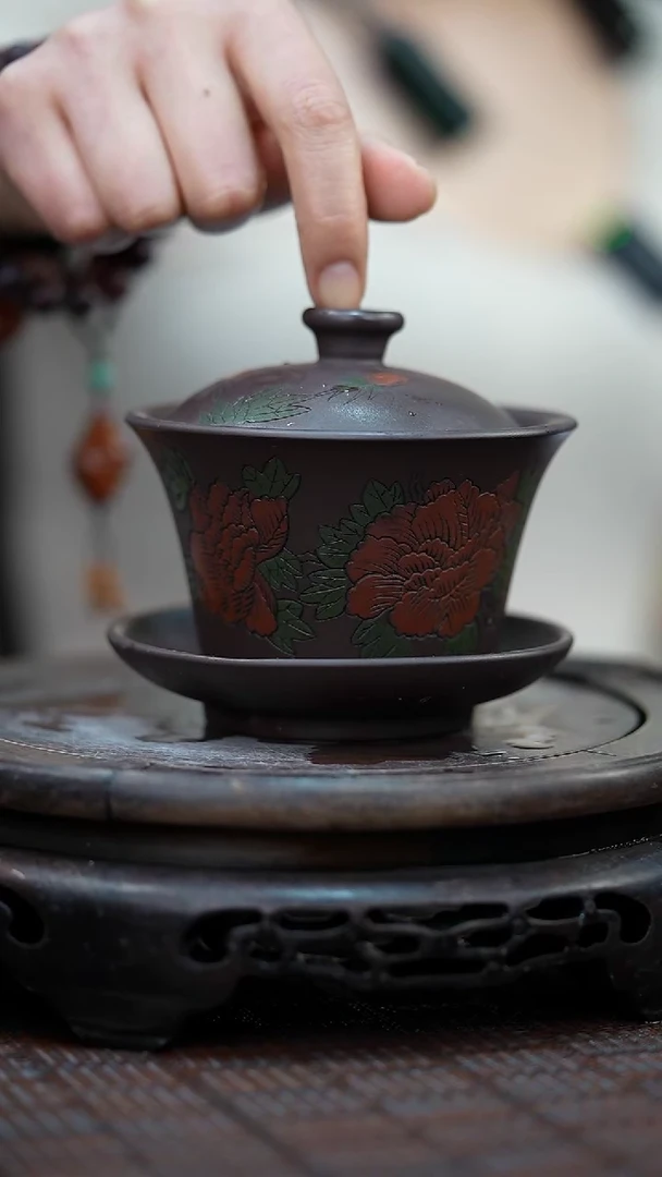 茶壶紫砂岁颐传砂原矿全手盖碗