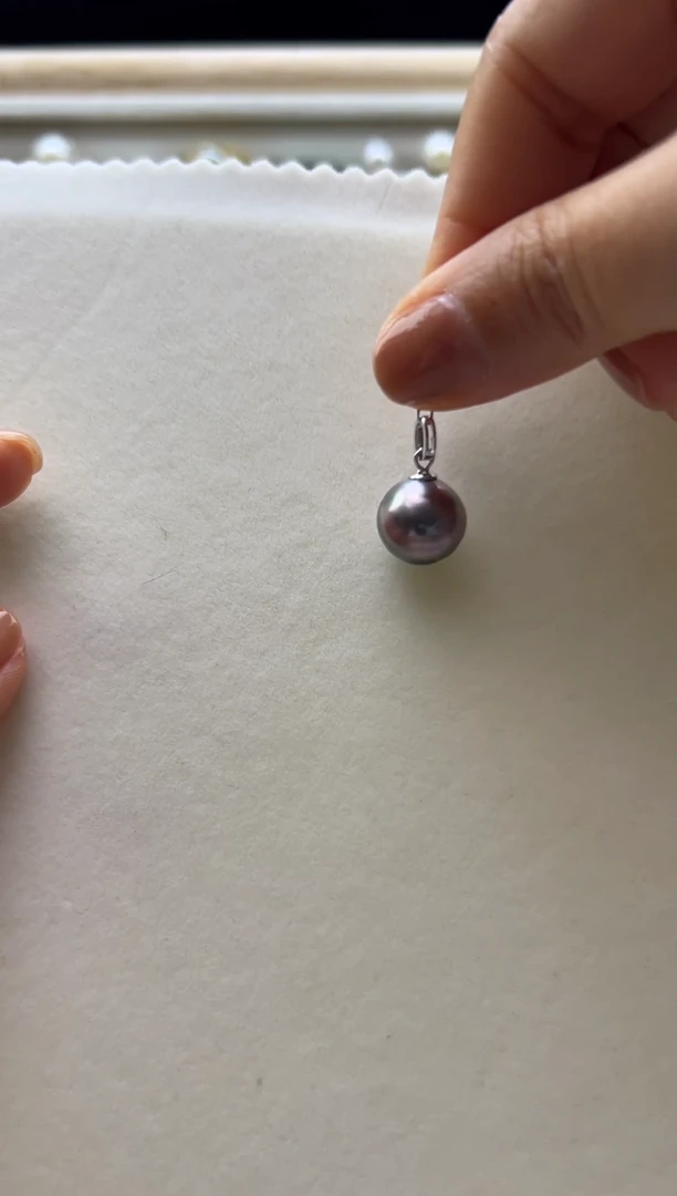 银S925镶嵌吊坠(不含链)海水珍珠12mm海水大溪地瓜子扣吊坠