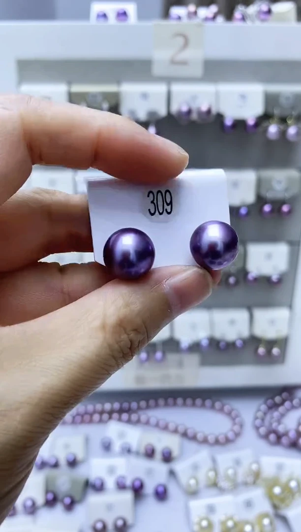 银S925镶嵌淡水珍珠耳饰309