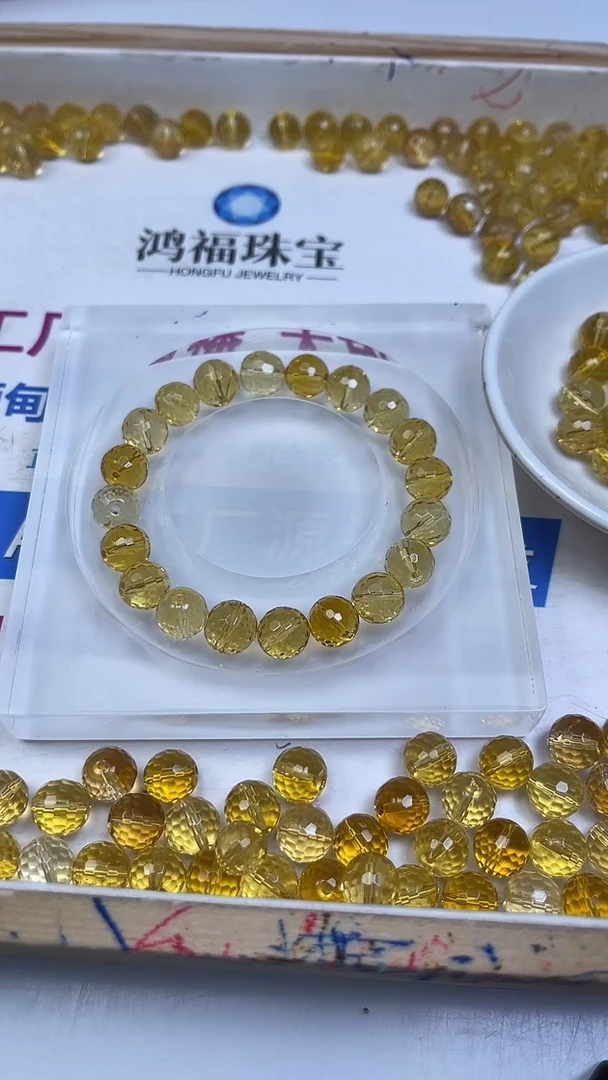 未镶嵌珠宝半成品水晶B998 黄水晶切面（净体）10mm5个15元