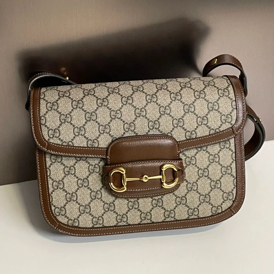 99新 GUCCI/古驰 【文子姐专属】A336/焦糖中号1955马鞍单肩包/FB