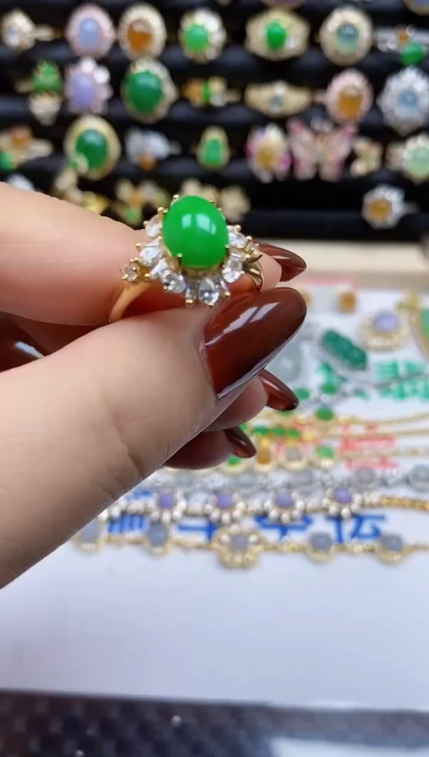 银S925镶嵌戒指翡翠2013