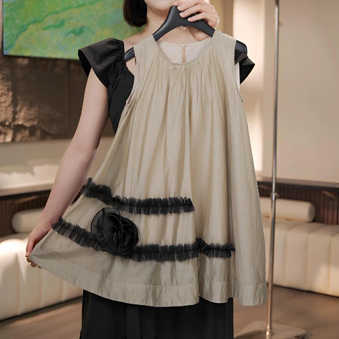 女童夏季连衣裙无袖时尚甜美气质显瘦A字裙小众亲子款2551