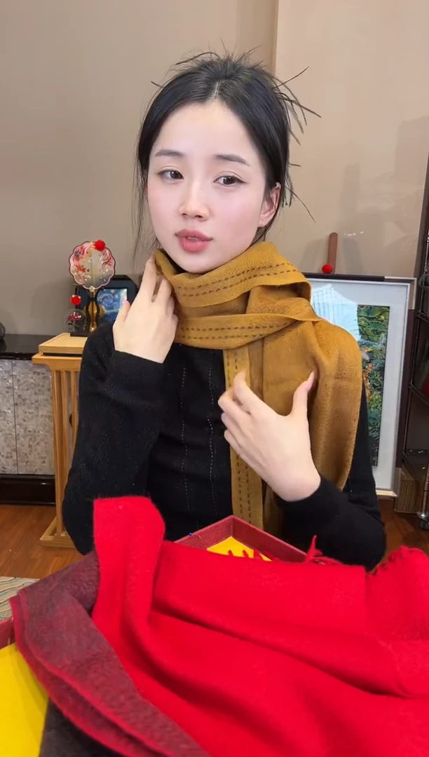 刺绣（不带刺绣） 100桑羊绒围巾