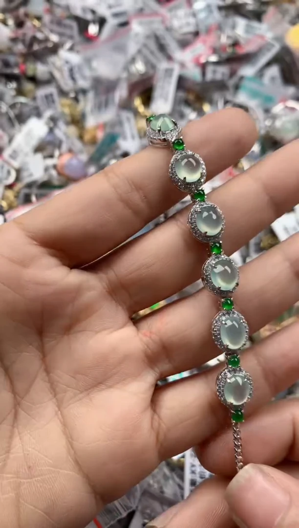 银S925镶嵌戒指翡翠444----5