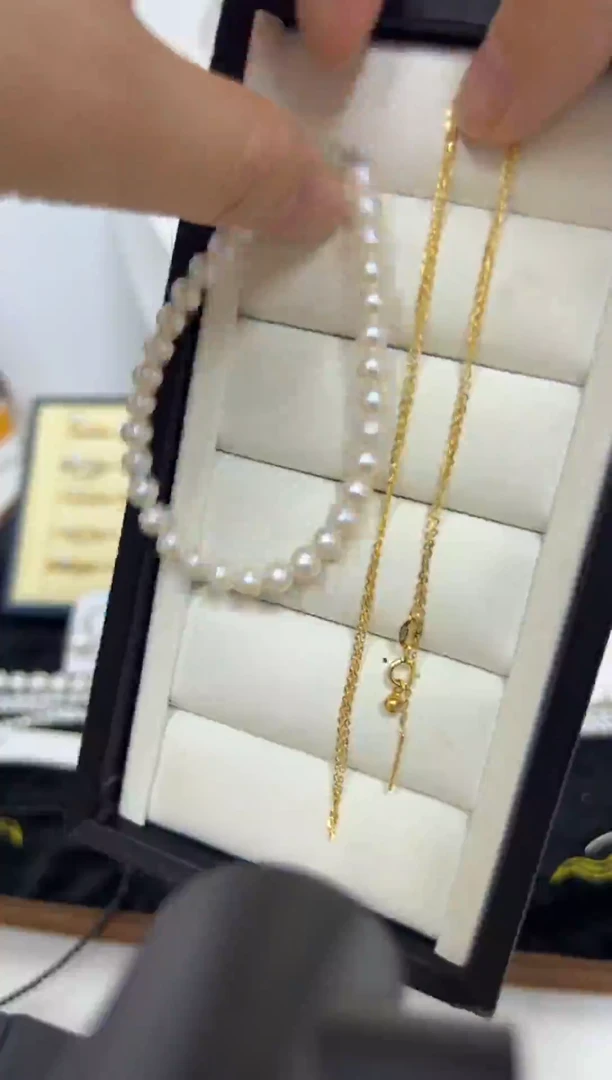 银S925镶嵌手绳淡水珍珠?****星QY-5-6mm无核手链+针式链