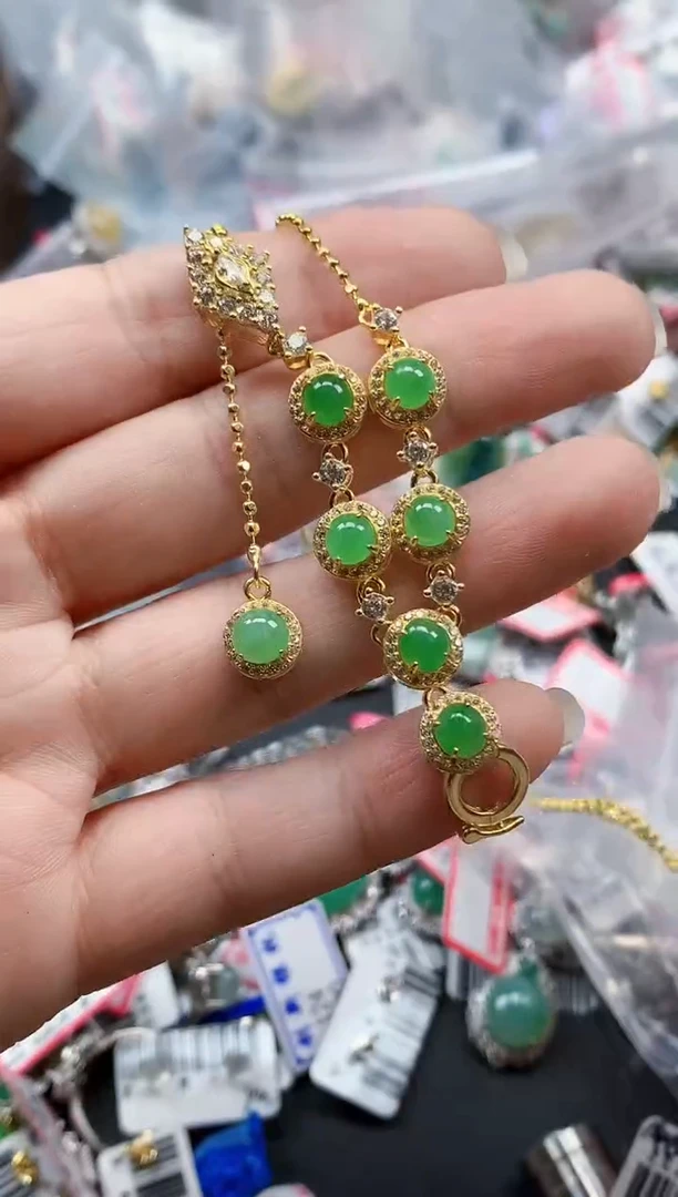 银S925镶嵌戒指翡翠天然A货缅甸翡翠