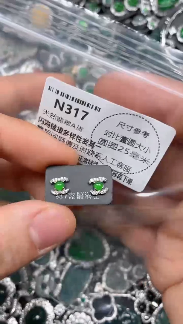 颈饰未镶嵌翡翠N317耳钉