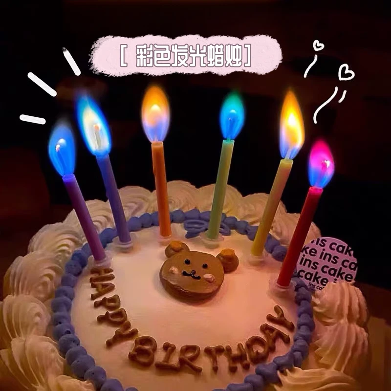 【彩色蜡烛】彩色火焰拍照道具晚餐装饰节日仪式感情人节生日蛋糕