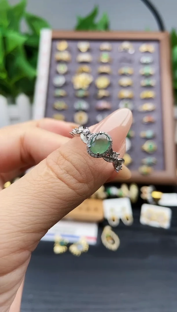 银S925镶嵌戒指翡翠12