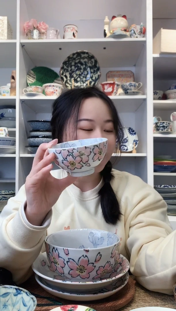 陶瓷美浓烧樱花饭碗11cm
