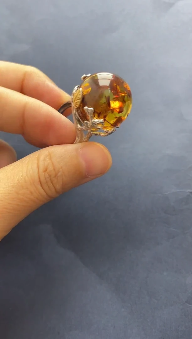 裸石琥珀未镶嵌梨*戒指