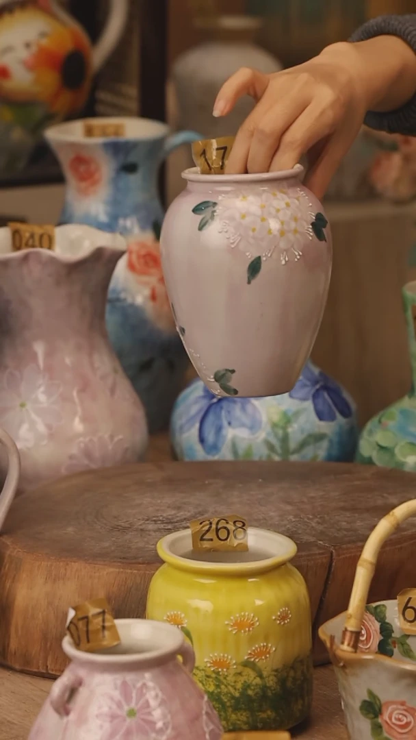 陶瓷景德镇设计师手作花器摆件侘寂风@M172@