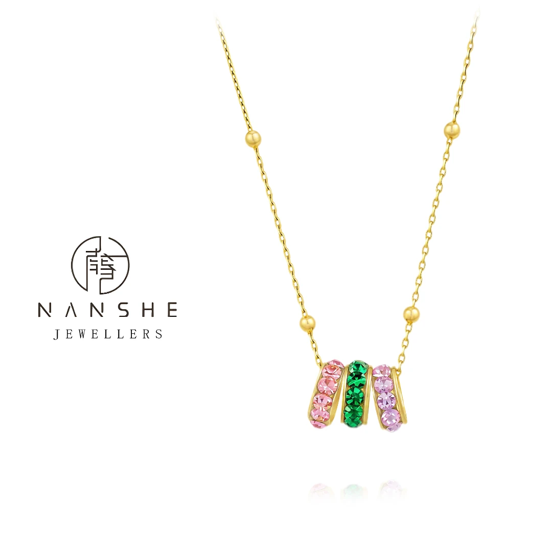 NANSHE/南奢 彩色三环圈圈吊坠项链 L1324