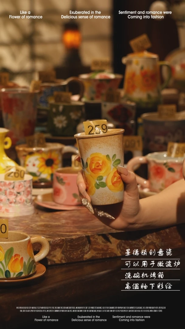 陶瓷259景德镇高温手绘釉下彩设计师款式