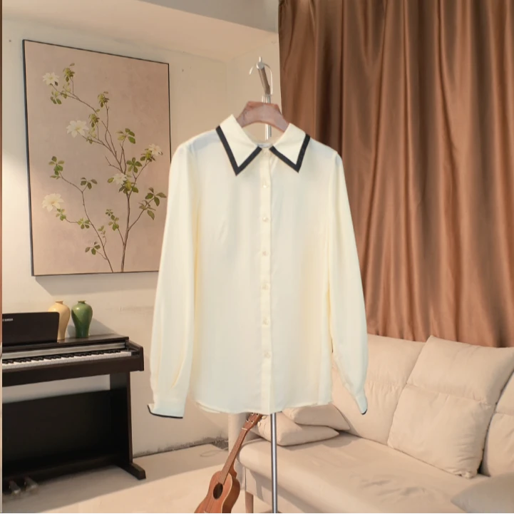 G442 早春款柔软气质感尖领衬衫女 7C25
