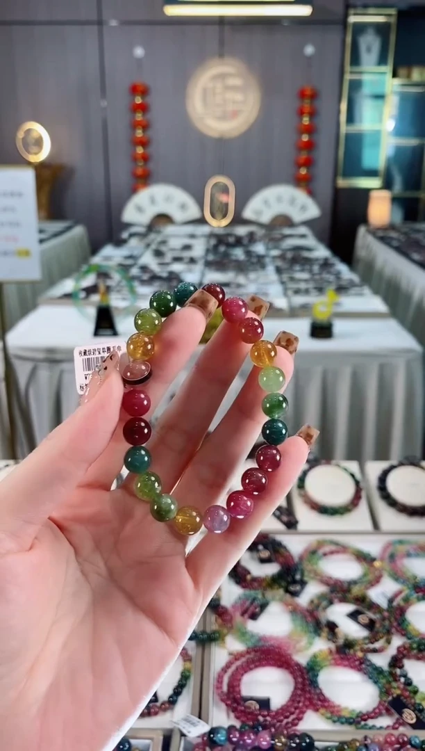 未镶嵌老矿碧玺色标冰体单圈手串8mm+碧玺dan多样性发货一条