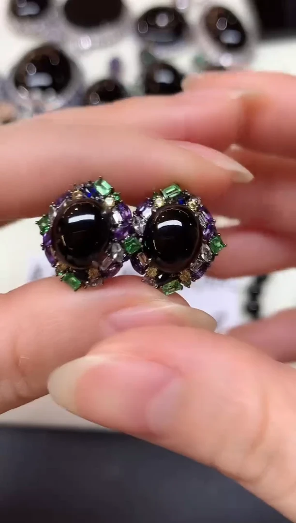 18K金镶嵌翡翠耳饰D595|9800