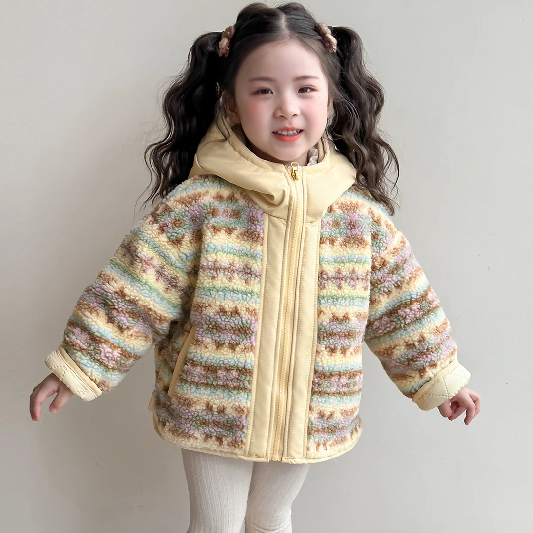 女童冬装外套2025新款儿童冬季加厚毛毛衣女小童小女孩保暖上衣冬