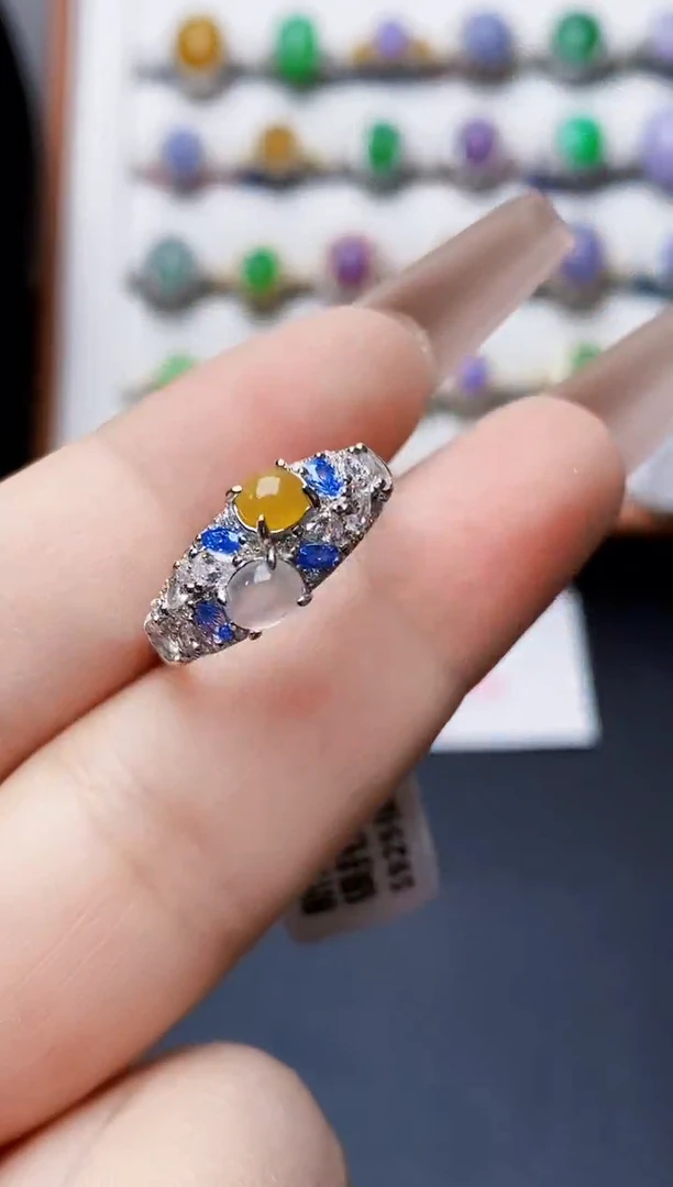 银S925镶嵌戒指翡翠0153