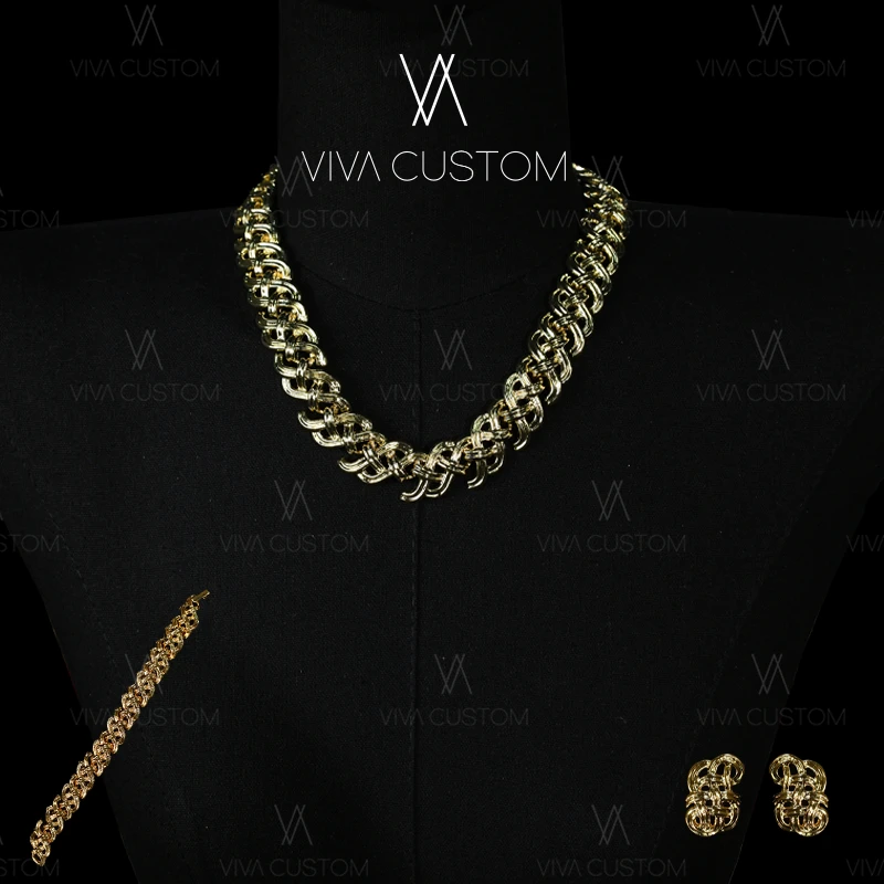 铜合金耳饰 经典素金系列-欧美复古镂空花托套装M