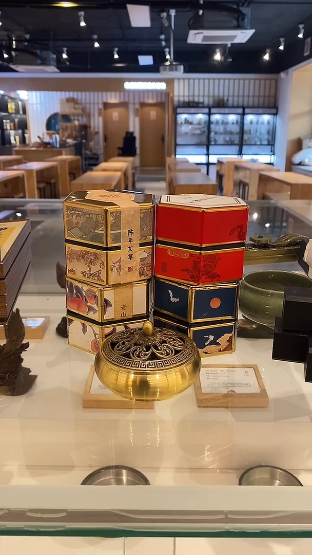 香篆1抖音-金檀鹅梨+艾草+老山+惠安48片六角罐+金莲合金