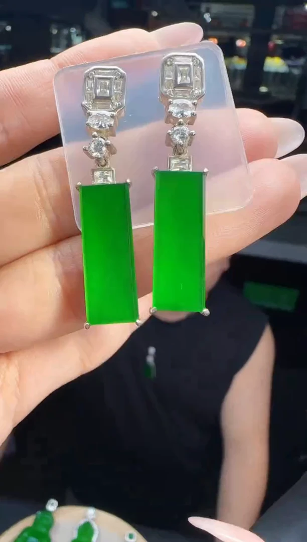 未镶嵌定制翡翠翡翠耳环256