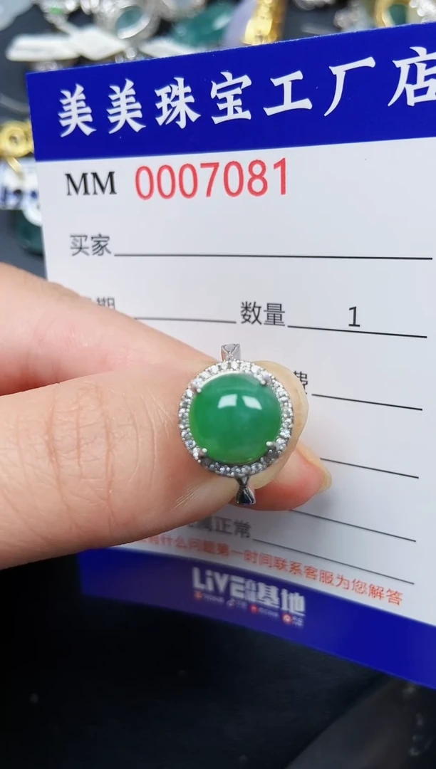 翡翠银S925镶嵌颈饰7081