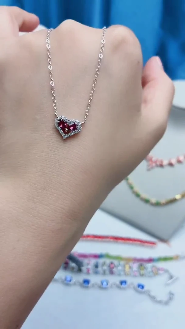 银S925镶嵌项链石榴石201ZB1112产品一个（多样性）