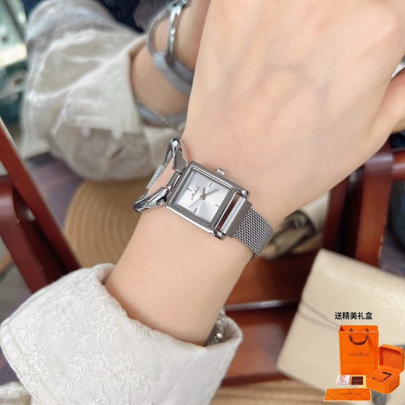Mishali/米莉莎气质轻奢时尚百搭复古小众简约方形女士手表